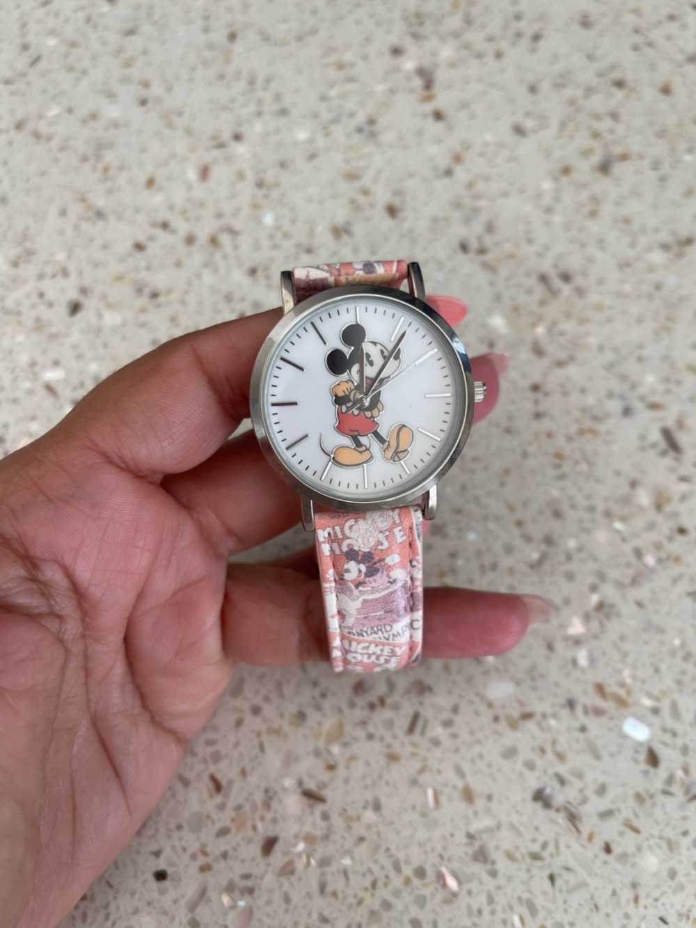 Disney Pink Mickey Mouse Watch with White Dial